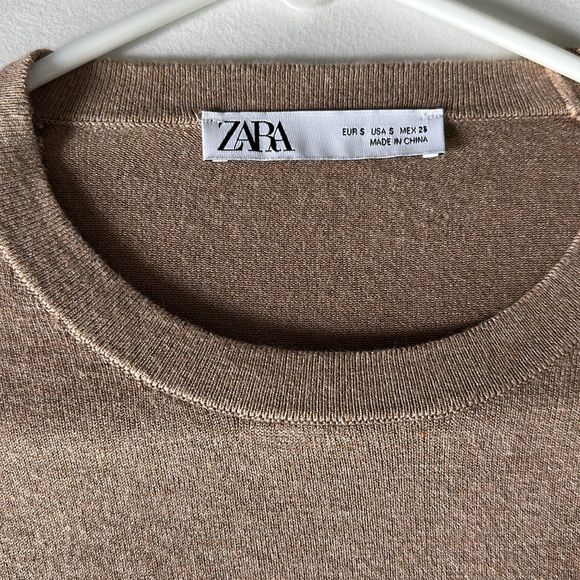 Zara tan sweater with gold buttons on the sleeves. Size Small. - Picture 3 of 4